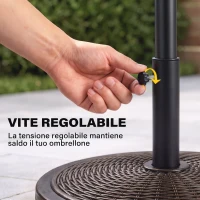 Outsunny Base per Ombrellone in Cemento e Plastica da 14kg con Effetto Rattan Ø48x34cm, Bronzo(m-6)