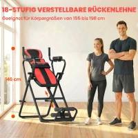SPORTNOW 3-in-1 Inversionsbank Inversionstisch mit 3 Inversionswinkel Liegestütz- & Klimmzugstangen Kopfstütze(m-6)