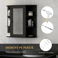 Homcom Dulapior Baie cu Oglinda – Lemn Alb 66×17×63 cm(m-6)