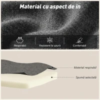HOMCOM Fotoliu Pat Single 3 în 1 din Material Textil Tip In și Lemn cu Spătar Reclinabil, Pernă, Buzunare, Gri(m-6)