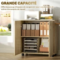 Vinsetto Armoire de bureau à 2 niveaux, meuble de rangement bureau avec 2 portes, serrures et clés, 80x40x80cm, chêne(m-4)
