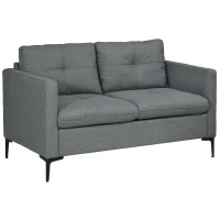 HOMCOM Two-Seater Sofa, with Steel Legs - Grey(m-1)