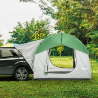 Outsunny SUV Car Tent for Camping, Waterproof PU2000mm, 5 Man Tailgate Tent, 2.4 x 2.1 m, Grey and  Green(m-10)