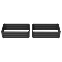 Outsunny Juego de 2 Jardineras Exterior Grandes de Acero Galvanizado Huertos Urbanos para Terraza Jardín 100x50x30 cm Negro(m-11)