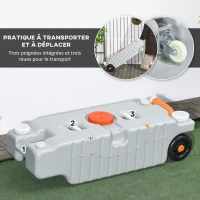 Outsunny Réservoir d'eau portable de 75 litres avec indicateur de niveau, 3 roulettes et poignée pour camping(m-5)