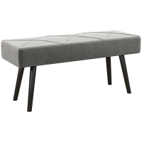 HOMCOM Grijze Zitbank Beklede Bank Bedbank, Fluweelachtige Look, 100 x 36 x 45 cm