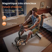 Vélo couché, 16 niveaux de résistance, fonctionnement silencieux, siège réglable, 99x51x114 cm, Noir(m-4)