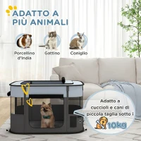 PawHut Box per Animali con 7 Finestre, 3 Porte e 2 Borse Portaoggetti, in Poliestere e Acciaio, 84x64x53 cm(m-4)