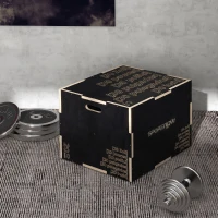 SPORTNOW Box pliometric cu 3 înălțimi din lemn antiderapant, 76-61-51 cm, negru(m-7)