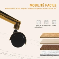 HOMCOM Chaise de bureau, fauteuil de bureau ergonomique réglable en hauteur, siège pivotante, piètement en acier, crème(m-8)