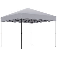 Outsunny 3 x 3 m Pop-up Paviljoen, Hoogteverstelbaar Tuinpaviljoen, met Rolkoffer, voor Tuin, Terras, Metaal, Stof, Lichtgrijs