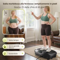 Piattaforma vibrante, 5 programmi (incluso HIIT) + elastici di resistenza, 50,8x35,6x12,7 cm, Nero(m-5)