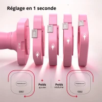 5‑en‑1 ensemble d'haltères réglable (2 pièces), Dual‑Lock, poignée souple en TPU, 29,5x24,5x13 cm, rose(m-7)