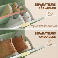 HOMCOM Banc à chaussures avec coussin d'assise rembourré et tiroir rabattable pour couloir, chambre, 104 x 26 x 47,5 cm, vert(m-6)
