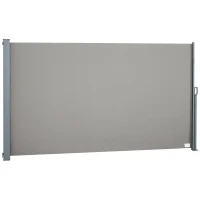 Outsunny Store latéral brise-vue rétractable 300 x 160 cm, paravent extérieur en aluminium, protection solaire, brise-vue extensible pour balcon, jardin, terrasse, gris(m-9)