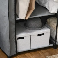 HOMCOM Kast van stof, opbergoplossing, 4 planken, 2 kledingstangen, Grijs(m-9)