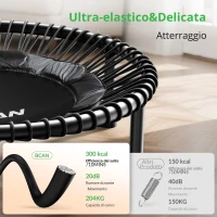 Trampolino Rebounder per Adulti, pieghevole, corrimano regolabile, appoggiapiedi antiscivolo, 102x102x106 cm, Nero(m-6)