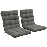 Outsunny 2-Piece Seat Cushion Replacement with Backrest, Garden Patio Chair Cushions Set with Ties, Charcoal Grey(m-1)
