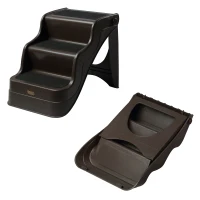 PawHut 3-steps Dog Stairs, Plastic Cat Ladder Lightweight, Pet Access Steps, for Bed, Sofa, Non-slip Stickers, Brown(m-7)