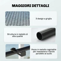 Outsunny Tavolino da Ringhiera Pieghevole con 3 Altezze Regolabili in Metallo, 60x45x50cm, Nero(m-6)