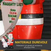 HOMCOM Babbo Natale Gonfiabile con Capretta e Luci LED Integrate per Esterno 135x85x180cm(m-6)