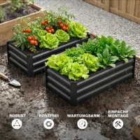 Outsunny Hochbeet Gartenbeet Kräuterbeet, wetterbeständig, offener Boden, 100 x 60 x 30 cm, Dunkelgrau(m-7)