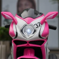 Moto elettrica per bambini, ruote luminose, marcia avanti/indietro e indicatore della batteria in tempo reale, 78,1x40,6x51,5 cm, Rosa(m-4)