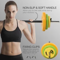HOMCOM 20kg Adjustable Barbell Weights Set with Barbell Jack, Adjustable Weights Set with Non-slip Handle and Fixing Clip, for Home Gym Strength Training(m-7)