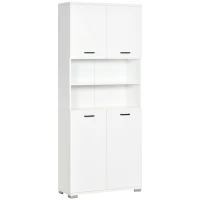 kleankin Mobile Bagno in Truciolato Bianco con 2 Armadietti con Ante e 2 Ripiani Aperti, 80x33.5x190 cm(m-1)