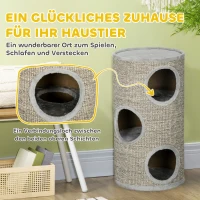 PawHut krabpaal voor katten met 3 niveaus, inclusief sisaltouw, krabvlak, krabpaal voor katten, 38 cm x 38 cm x 70 cm, lichtgrijs(m-4)