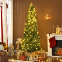 HOMCOM Albero di Natale 210 cm Illuminato con 350 Luci Bianche e Colorate, 9 Modalità di Illuminazione(m-10)