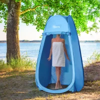 Outsunny Tente de douche pop-up tente de toilette pliable et portable anti-UV sac de transport inclus pour plage, pêche, randonnée, bain, l'extérieur, bleu(m-11)