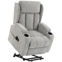 HOMCOM Fauteuil Releveur Électrique Massage et Chauffage, Fauteuil Relax Électrique en Chenille, Appui-tête Pliable, Gris Clair