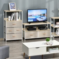HOMCOM 4 Drawer Storage Chest Unit Home Cabinet w/ Shelves for Living Room Bedroom Entryway Living Furniture, Light Grey(m-2)