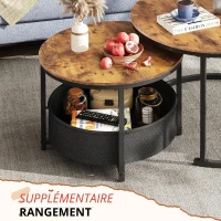 Table basse lot de 2, design 2‑en‑1 flexible, design moderne, 80x80x48,2 cm, marron(m-5)