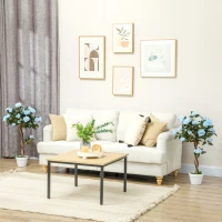 Outsunny Set of 2 Artificial Plants White Rose Floral in Pot, Fake Plants for Home Indoor Decor, 90cm, Light Blue(m-10)