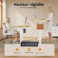 Bureau électrique assis-debout, système anti-collision, réglable en continu, 72–118 cm, 160x70x72-118 cm, coloris chêne(m-9)
