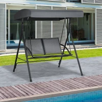 Outsunny Columpio de Jardín Exterior de 2 Plazas Techo Ajustable y Marco de Acero Asientos Textilene 140x118x162 cm Gris Oscuro(m-10)