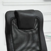 HOMCOM Fauteuil de bureau manager massant - assise dossier ergonomique - coussin lombaires & têtière - maille PU noir(m-7)