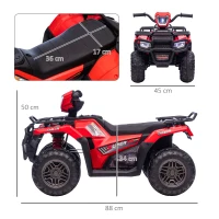 HOMCOM elektrische kinderquad, elektrische auto, elektrische quad, kindervoertuig, rood(m-3)