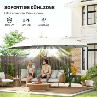 Outsunny dubbele parasol XXL Staal Polyester voor strand en tuin, ideaal voor gezin, Beige(m-5)
