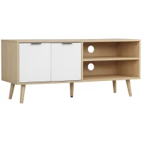 HOMCOM Meuble TV pour télévision jusqu'à 46 pouces design scandinave 2 portes 2 niches avec passe-câbles 110 x 39 x 48,8 cm(m-11)