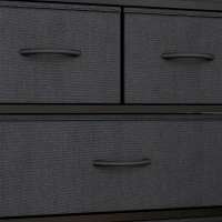 HOMCOM Commode meuble de rangement 5 tiroirs en tissu amovibles et 2 étagères structure acier dim. 58L x 30l x 120H cm noir(m-9)