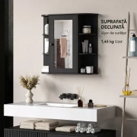 Homcom Dulapior Baie cu Oglinda – Lemn Alb 66×17×63 cm(m-7)
