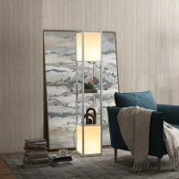 HOMCOM Modern Shelf Floor Lamp with Dual Ambient Light, Standing Lamp Living Room, Bedroom, 156cm, Grey(m-2)