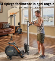 Vogatore magnetico, ultrasilenzioso, 16 livelli di resistenza, riponibile/pieghevole, 134x48x83 cm, Nero(m-7)