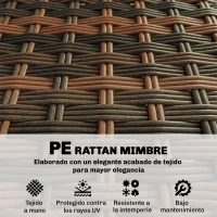 Outsunny Conjunto de Jardín Exterior de Ratán 5 Piezas con Cojines 2 Sillones de Esquina Sillón sin Brazos Reposapiés y Mesa(m-5)