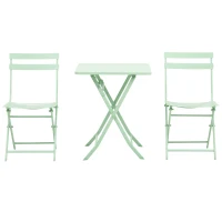 Outsunny Set Tavolo e Sedie da Giardino Pieghevole in Metallo Verde(m-10)