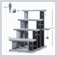 Pawhut huisdierentrap met bal 4-trede 60 x 40 x 64 cm(m-3)