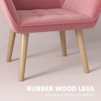 Set of 2 Accent Chair, Arm Chair with Slanted Back, Thick Padding and Rubber Wooden Legs for Living Room, Pink(m-6)